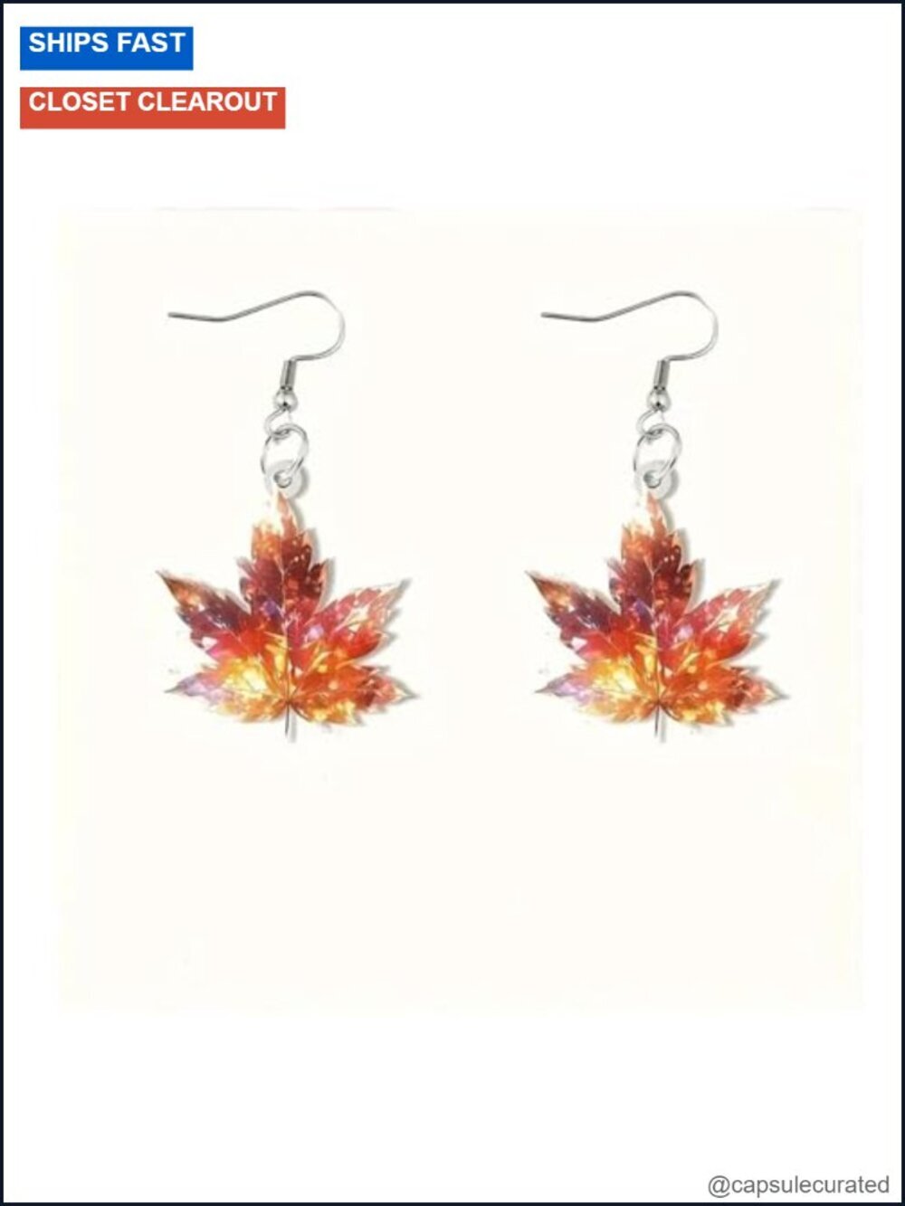 Orange Maple Leaf Drop Earrings Thanksgiving Fall Jewelry for Women